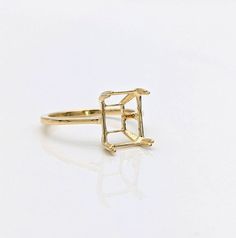 Minimalist 14k Gold Emerald Ring With Prong Setting, 14k Gold Rings With Square Cut Prong Setting, 14k Gold Ring With Square Cut And Prong Setting, 14k Gold Rectangular Ring With Prong Setting, Antique Cushion Cut, Antique Cushion, Solitaire Ring Set, Designer Silver Jewellery, Open Gallery