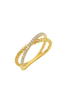 Twisted and diamond-lined bands intersect in this modern ring handcrafted from 18-karat gold. Total diamond weight: 0.16ct. Color: G Clarity: VS 18k gold/diamond Imported >Diamond Guide Modern Twist Open Band Diamond Ring In Yellow Gold, Modern Twist Yellow Gold Diamond Ring, Modern Twist Yellow Gold Diamond Ring For Formal Occasions, Gold Diamond Ring With Modern Twist, Gold Diamond Ring With Modern Twist Open Shape, Modern Twist Gold Diamond Ring With Open Design, Modern Twist Gold Diamond Open Ring, Gold Rings With Single Cut Diamonds Modern Twist, Modern Twist Diamond Ring In Gold