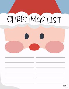 a christmas list with santa claus's face and the words, christmas list on it