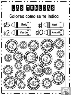 the spanish version of las monedas is shown in black and white with numbers on it