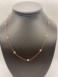 "Trendy Diamond By The Yard Necklace made of 925 sterling silver with a high polish rhodium or 14K rose gold over. It features high quality bezel set simulated diamonds (CZ) every 1.5\" throughout. Rhodium (silver)- 18\" adjustable to 16\" & 17\" Rose Gold- 18\" only- NOT adjustable How to care for your gold plated sterling silver jewelry: To clean your gold plated jewelry, use a soft cotton ball or a very soft cloth to remove any dust or dirt. This will clean and restore shine to your piece. On Diamond By The Yard, Dagger Earrings, Silver Diamond Necklace, Picture Pendant, Necklace Rose Gold, Ball Chain Necklace, Platinum Jewelry, Necklace Diamond, Necklace Rose