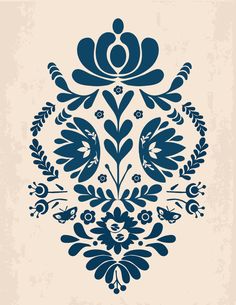 a blue and white floral design on a beige background with an old - fashioned effect