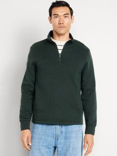 mock neck long sleeves pullover style relaxed fit hits at hip model is approx.  6'1" and wears size mmachine wash according to the care instruction label  . Best Holiday gift for Men , perfect Sweaters for Christmas! Casual Half-zip Polo Sweater For Fall, Casual Sweater With Ribbed Collar For Outdoor, Casual Polo Sweater With Funnel Neck And Ribbed Cuffs, Casual Half-zip Winter Polo Sweater, Casual Half-zip Fall Sweater, Green Half-zip Sweatshirt For Fall, Green Half-zip Winter Top, Winter Half-zip Green Tops, Green Half-zip Fall Sweater