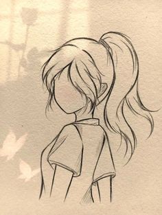 a drawing of a girl with long hair