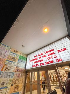 the marquee for the concert is lit up