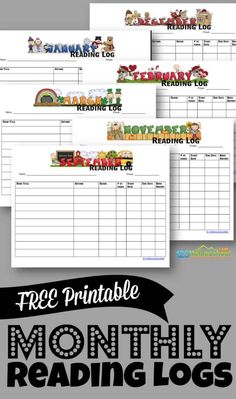 the free printable month - by - month reading logs are perfect for kids to use