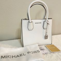 Brand New With Tag Details3 Part Entrydetachable Adjustable Strap W18‘’-22‘’ Drop White Formal Shoulder Bag With Zipper Closure, Formal White Shoulder Bag With Zipper Closure, Michael Kors Modern White Shoulder Bag, Michael Kors White Shoulder Bag With Silver-tone Hardware, White Michael Kors Shoulder Bag With Silver-tone Hardware, Modern Michael Kors White Shoulder Bag, Modern White Michael Kors Shoulder Bag, Formal White Michael Kors Bag, Michael Kors Mercer