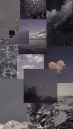 many different images of clouds and water