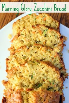 slices of zucchini bread on a white plate