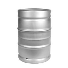 a large metal barrel sitting on top of a white background with the bottom half turned upside down