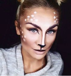 Deer Halloween Makeup, Unique Halloween Makeup, Deer Makeup, Makeup Christmas, Creepy Halloween Makeup, Cute Halloween Makeup, Halloween Makeup Pretty