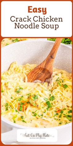 an easy chicken noodle soup recipe in a skillet