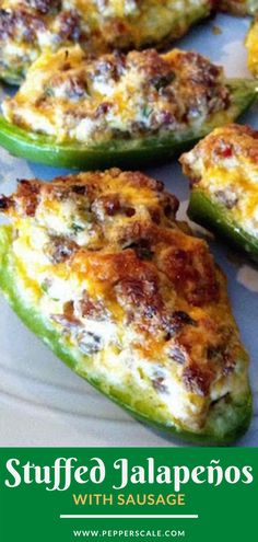 stuffed jalapenos with sausage on a plate