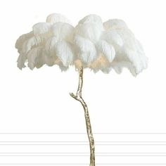 a large white feather tree is shown in front of a white background