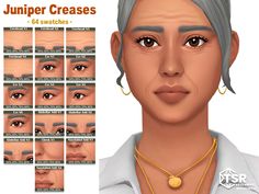 an animation image of a woman's face with different types of eyes and hair