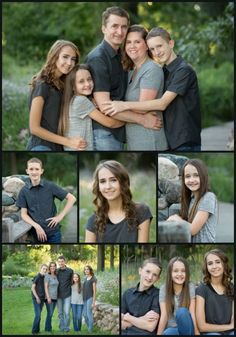 a collage of family photos taken in the park