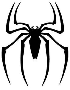 a black and white spider logo on a white background