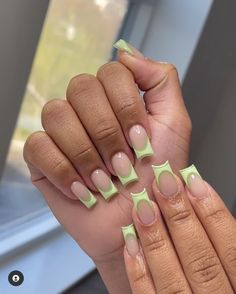 Green French Tip, Green French, Simple Acrylic Nails, French Acrylic Nails, Dope Nail Designs