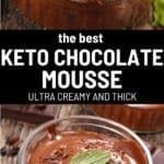 the best keto chocolate mousse is in a glass bowl and ready to be eaten