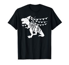 a black t - shirt with an image of a dinosaur on it