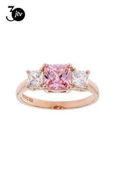 Bella Luce �� pink and white diamond simulants 2.75ctw square, Eterno��� 18k rose over sterling silver ring. Measures approximately 0.75"L x 0.25"W and is not sizeable. The diamond equivalent weight is 2.02ctw. Diamond Simulant, Spring Fling, 18k Rose Gold, White Diamond, Pink And White, Sterling Silver Ring, Silver Ring, Sterling Silver Rings, Cubic Zirconia