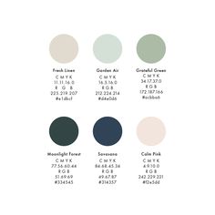 the different shades of paint that are available in each color scheme, including blue, green, and white