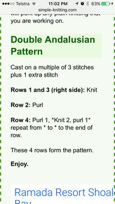 the instructions for how to do double knitting on an iphone or ipod device, with text below