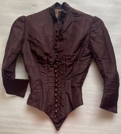 ad eBay - Find many great new & used options and get the best deals for ANTIQUE MID TO LATE 1800'S VICTORIAN WOMEN'S BUTTON FRONT SHIRT BLOUSE, XS at the best online prices at eBay! Free shipping for many products! Asymmetrical Button Top, Victorian Turtleneck, Victorian Shirt Women, 1900s Blouse, Weird Dresses, Perfect Objects, 1800s Womens Fashion, 1800s Women, 1800s Clothing