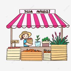 an illustration of a woman selling fresh produce at a market stall, hand drawn, cartoon, vegetable png and psd