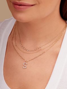 Graduated Diamond Layering Necklace 14K – LeMel Tennis Jewelry, Big Diamond, 5 Gifts, Initial Pendant Necklace, Initial Jewelry, Layering Necklace, Initial Pendant, Initial Charm, Diamond Studs