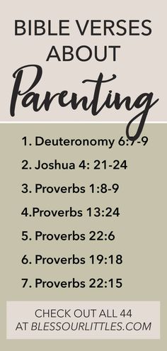 the bible verses about parents and their children are shown in this printable poster