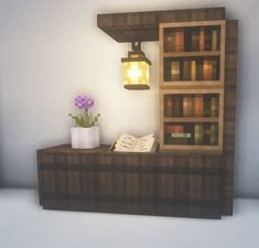 Minecraft Interior Design Ideas Cottage, Half And Half Minecraft House, Minecraft Outdoor Ideas Aesthetic, Minecraft Crafting Area, Enchantment Table Room Minecraft, Minecraft Workstation, Minecraft Cottagecore Interior, Cute Simple Minecraft Houses, Minecraft Indoor Decor