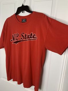 NC State T Shirt Tee Large Red Wolfpack All Cotton Steve and Barrys | eBay Red Letter Print Tops For College, Red Crew Neck Top For College, Casual Red T-shirt For Sports, Red Collegiate Streetwear Tops, Collegiate Red Tops For Streetwear, Casual University Red Tops, Red Text Print Top For College, Red School Spirit T-shirt With Letter Print, Red T-shirt With School Spirit Letter Print