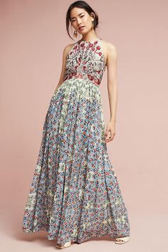 wedding dresses wear summer dress maxi gorgeous fabfitfun halter Pretty Summer Dresses, Spring Wedding Guest Dress, Dresses To Wear, Summer Wedding Dress, Halter Maxi Dresses, Maxi Gowns, Boho Maxi Dress, Guest Outfit, Anthropologie Dress