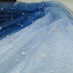 Gradient Blue Beaded Lace Fabric By The Yard,Bridal Wedding Dress Veil Costume Supplies Mesh Fabric,DIY Handmade,Width 59 inches Item Number：JY15012 Fixed Width:59 inches(150cm) ✿Perfect for wedding dresses,evening dresses,dolls,altered art, couture, costume, party apparel, home decor and other projects you could imagine.✿ ❤If you buy more than 1 yard,it will not be cut. ❤We do not sacrifice quality for price,so you can rest assured to buy. ❤If you have any questions you can contact us at any ti Veil Costume, Clothing Fabric Patterns, Blue Sheer Dress, Wedding Dress Veil, Beaded Lace Fabric, Wedding Dress With Veil, Fabric Diy, Blue Sheers, Party Kleidung