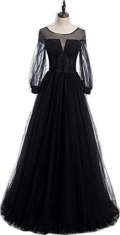 Tulle Evening Dress, Black Tulle, Dress With Long Sleeves, Evening Dress, Evening Dresses, Long Sleeves, Collage, Long Sleeve, Free Shipping