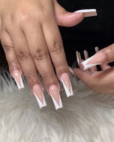 French V Tip Nails Coffin, V Tip Acrylic Nails Coffin, V French Acrylic Nails, V French Tips Nails, Acrylic V French Tip Nails, Classic Coffin Acrylic Nails, French V Nails Coffin, French V Shape Nails, V French Nails Square