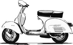 a scooter is shown in black and white