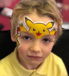 Pikachu Face Paint, Pokemon Facepaint, Fox Face Paint, Easy Face Painting Designs, Pikachu Face, Pokemon Faces, Grumpy Face