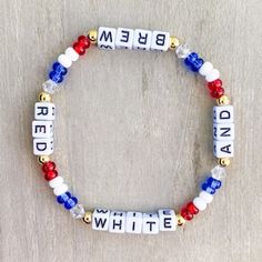 USA Bracelets / 4th of July Bracelets / Red, White and Blue Bracelets / 4th of July Bracelet Stack / America Bracelets / Patriotic Bracelet - Etsy 4th Of July Bracelets, Blue Bracelets, Bracelet Business, Patriotic Bracelet, Bracelets Red, Bracelet Craft, Multiple Bracelets, Friendship Bracelets With Beads, Bracelet Craft Diy