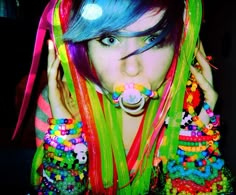 Kandi Kids Rave Outfits Accessories, Kandi Raver Outfits, Kandi Kids, Scene Rave, 2000s Rave, Yolandi Visser, Hair Tumblr, Emo Scene Girls, Rave Aesthetic