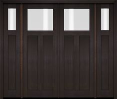 the front view of a double door with two sidelights on each side and one side panel