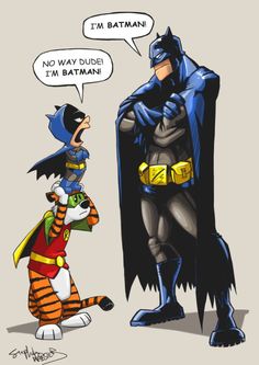 the batman and cat are talking to each other