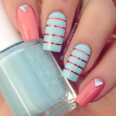 Instagram photo by allnailseverything #nail #nails #nailart | See more nail designs at http://www.nailsss.com/... Stripes Nails, Studded Nails, Latest Nail Art, Super Nails, Nails Polish, Easter Nails, Pink Nail, Nail Art Summer, Creative Nails