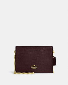 COACH® Outlet | Slim Crossbody Formal Rectangular Wallet On Chain With Card Slots, Formal Brown Crossbody Wallet On Chain, Formal Brown Wallet On Chain With Detachable Strap, Elegant Crossbody Wallet On Chain With Card Slots, Crossbody Coach, Coach Outlet, You Bag, Embossed Leather, Chain Strap