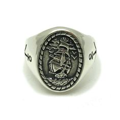 Sterling silver ring - R001597. Stamped 925. Approximate weight 13.2 grams. Top width 2.1 cm (0.84 inches). Boat Family, Lantern Ring, Wax Seal Ring, Wear Rings, Ship Anchor, Ring Man, Mens Rings Fashion, Mens Rings, Handmade Sterling Silver Rings