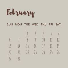 the calendar for january is shown with brown lettering and numbers on white paper, as well as an orange marker