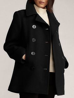 Faux Fur Coats For Women Black Trench Coats Front Button Long Sleeves Winter Coat Black Trench Coats, Fleece Patterns, Plus Size Patterns, Faux Fur Coats, Black Winter Coat, Fabric Wool, Trench Coat Black, Fur Coats, Turndown Collar