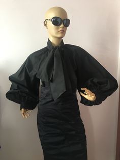 "This is a very stylish Womens Cotton Blouse. It is comfortable and cozy. Made for a free flowing fit. Great for all year around and for any special occasion or casual day can be dressed up or dressed down. SIZE CHART SIZE S - US 6, UK 8, EU 36 bust: bust around 34.5\"/90cm Waist: waist around 27.5\"/70cm Hips: hips around 34.5\"/90cm SIZE M - US 8, UK 10, EU 38 bust: bust around 37.5\"/95cm Waist: waist around 29.5\"/75cm Hips: hips around 37.5\"/95cm SIZE L - US 10, UK 12, EU 40 bust: bust aro Black Lantern Sleeve Blouse For Office, Black Lantern Sleeve Office Top, Black Lantern Sleeve Top For Office, Black Padded Blouse With Lantern Sleeves, Black Padded Lantern Sleeve Blouse, Black Lantern Sleeve Party Top, Black Lantern Sleeve Top For Party, Black Puff Sleeve Formal Blouse, Formal Black Puff Sleeve Blouse