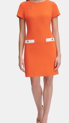 Beautiful Shift Dress Elegant Lined Orange Mini Dress, Orange Mini Dress For Work, Chic A-line Tommy Hilfiger Dress, Chic Tommy Hilfiger A-line Dress, Tommy Hilfiger Summer Mini Dress, Chic Fitted Tommy Hilfiger Mini Dress, Tommy Hilfiger Dress For Summer Workwear, Tommy Hilfiger Summer Dress For Workwear, Tommy Hilfiger Fitted Mini Dress